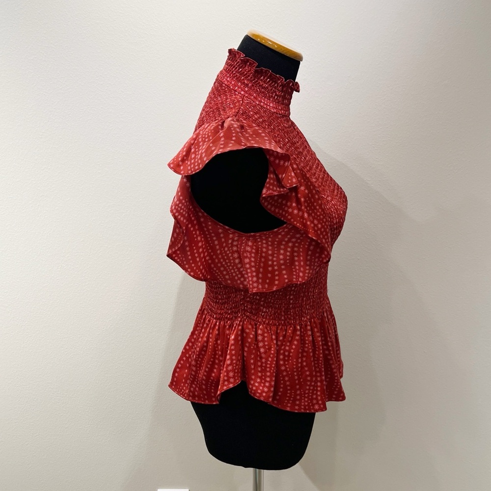 Cinq a Sept Kimiko Smocked Silk Top - Picture 5 of 13